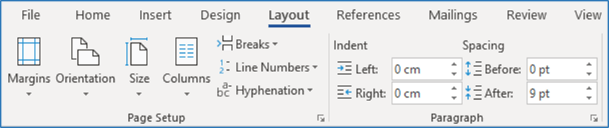 Word's Layout ribbon