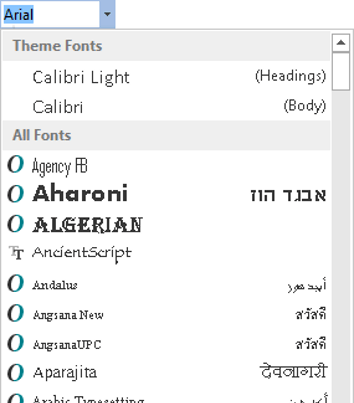 Select a new font from the Font dropdown box