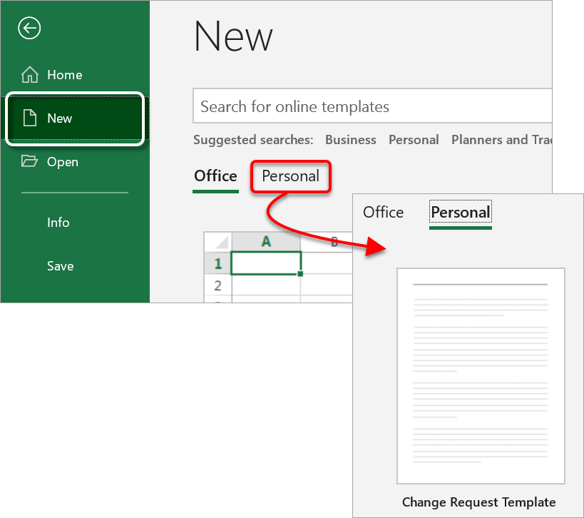 This is how to create a new workbook using you new custom Excel template