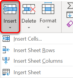 Insert extra row(s) or column(s)