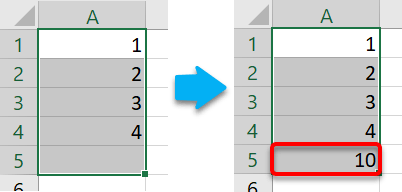 Using AUTOSUM to total a column of numbers (second method)