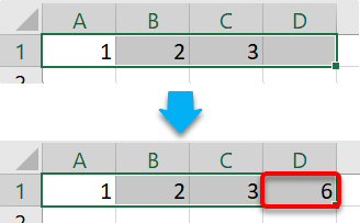 Using AUTOSUM to total a row of numbers (second method)