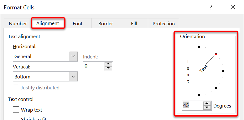 Format a spreadsheet: Rotate the content inside a cell