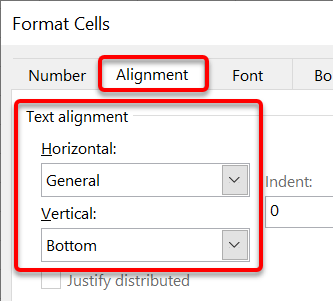 Format a spreadsheet: Positioning cell content (method 1)