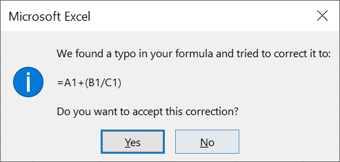 Auditing Checklist: Formula AutoCorrect in action