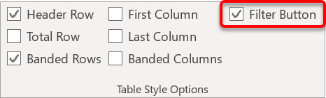 Switching the filter on or off