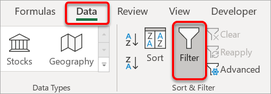 Switching the filter on or off
