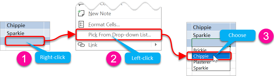 Picking from a drop-down list