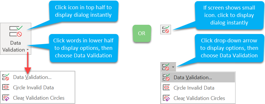 Setting the data validation rules (Settings tab)