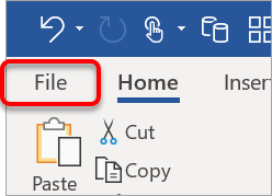 The File tab in Word