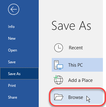 Use Save or Save As when saving a Word document for the first time