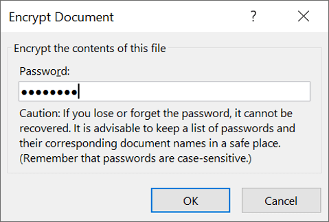 Encrypt document with a password