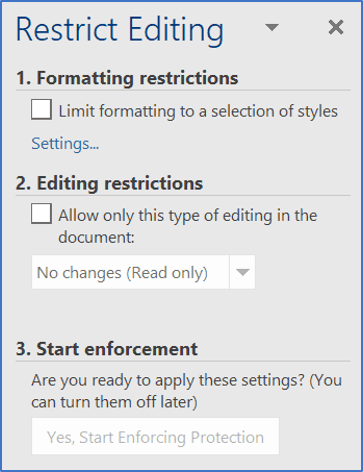 Restrict Editing options
