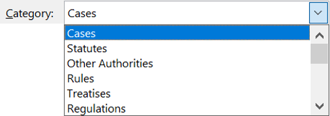 Creating a table of authorities