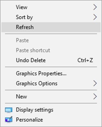 Desktop context menu