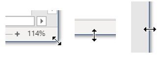 Risize a window by dragging the double-headed arrows