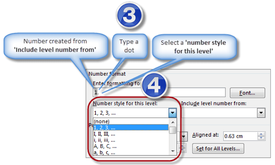 Multilevel numbering in Word 06