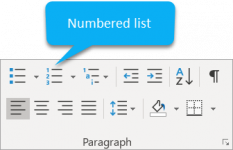 Single-level numbered lists and custom bullet lists in Word